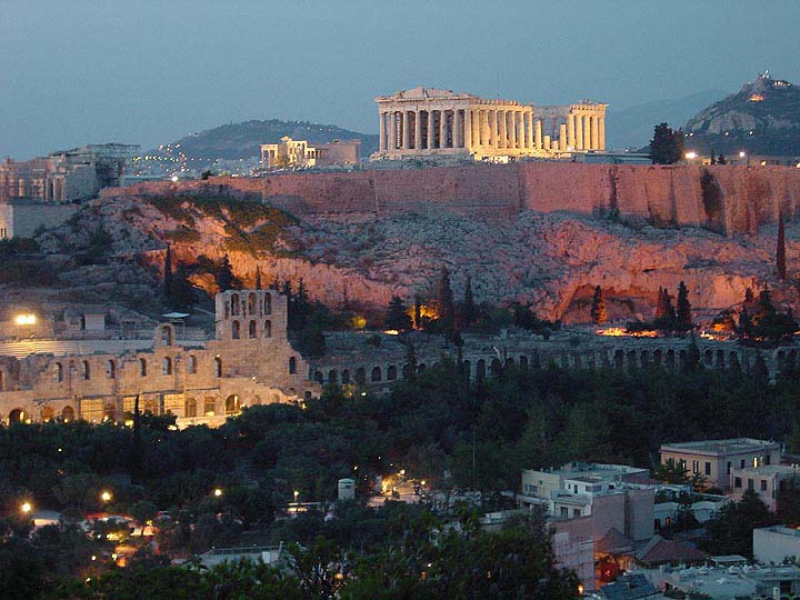 Greece - Athens - Acropolis by night -  by Gene Burch