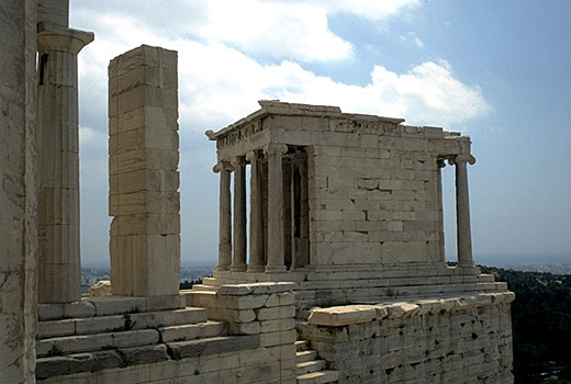 The southwest wing of the Propylaia and Temple of Athena Nike. - 