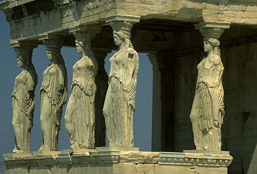 Caryatid Porch of the Erechtheion. Southeast corner. View from the southeast.  