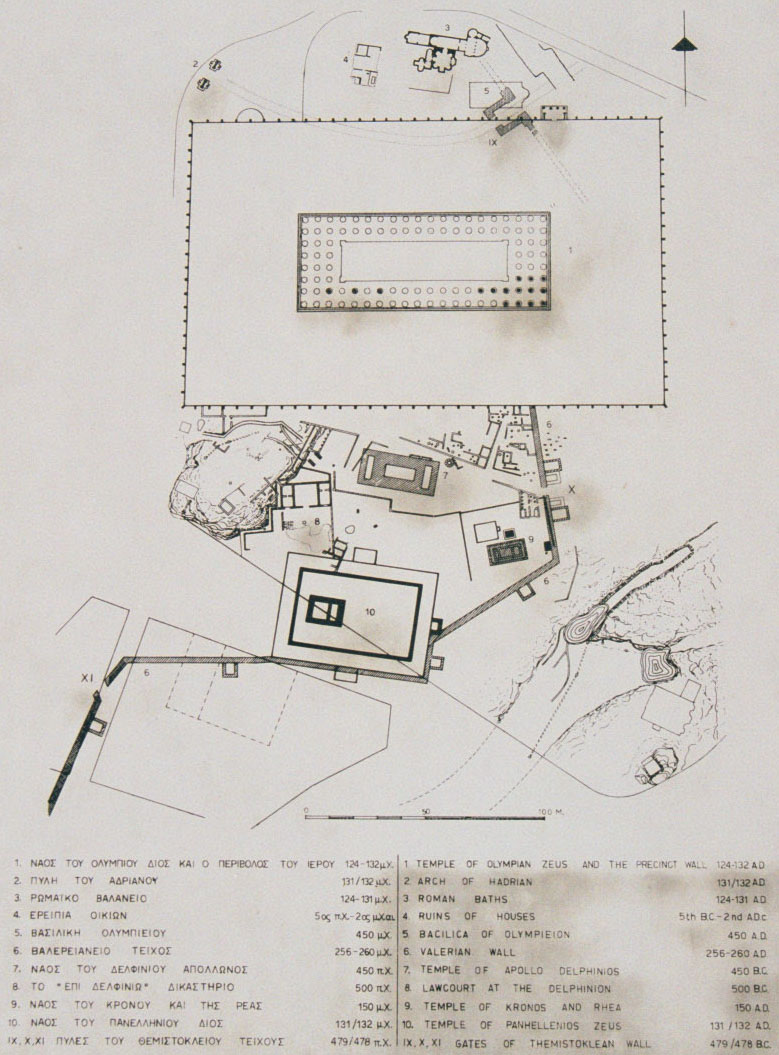 PLAN - Photo from a map at the entrance to the area of Zeus temple